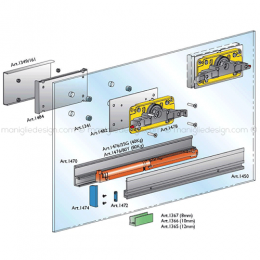 Sistema per porta scorrevole in vetro Diva Air con binario 2 metri 2