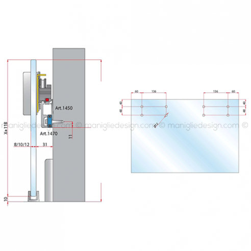 Sistema per porta scorrevole in vetro Diva Air con binario 3 metri