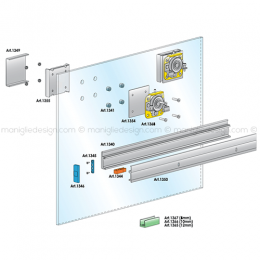 Sistema per porta scorrevole in vetro Diva con binario 2 metri 2