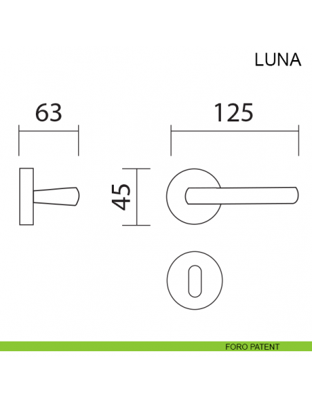 Maniglia per porta Luna Pasini foro patent