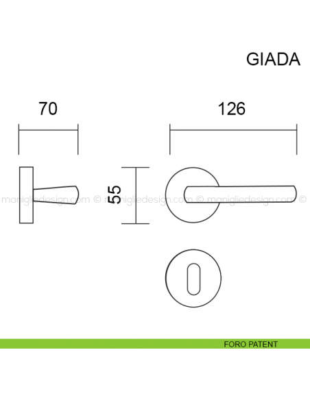 Maniglia per porta Giada Pasini foro patent