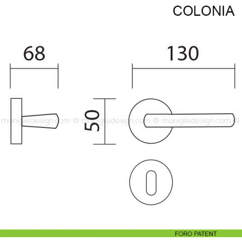 Maniglia per porta Colonia Pasini foro patent