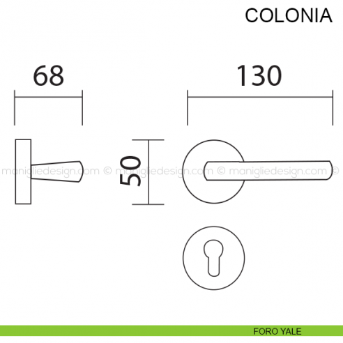 Maniglia per porta Colonia Pasini foro yale