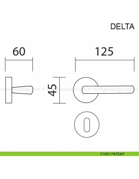Maniglia per porta Delta Pasini foro patent