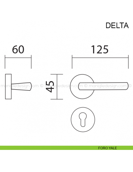 Maniglia per porta Delta Pasini foro yale