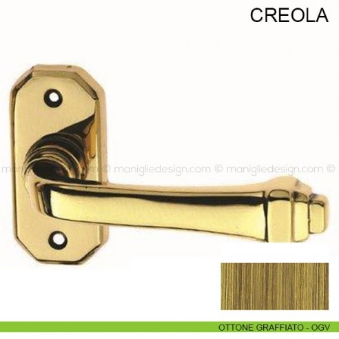 Maniglia per porta Creola Pasini ottone graffiato