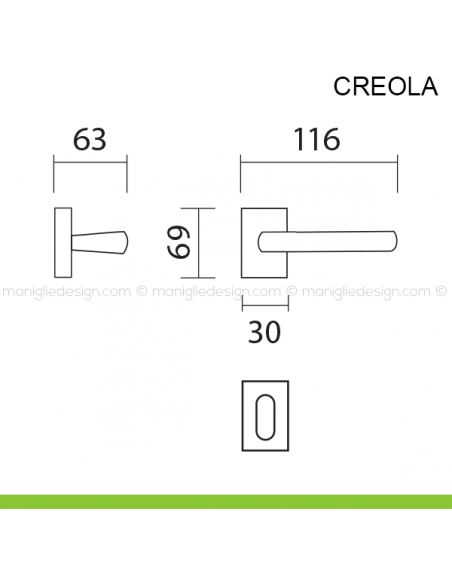 Maniglia per porta Creola Pasini foro patent