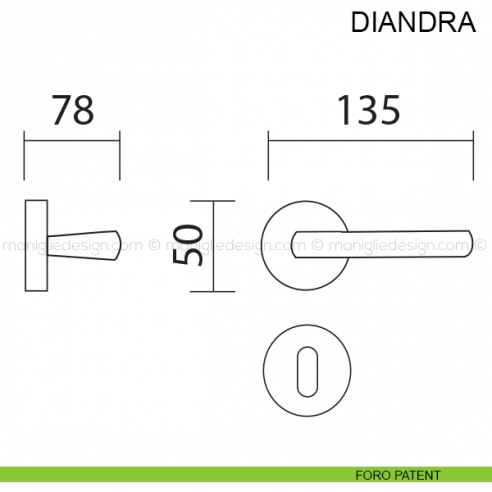 Maniglia per porta Diandra Pasini foro patent