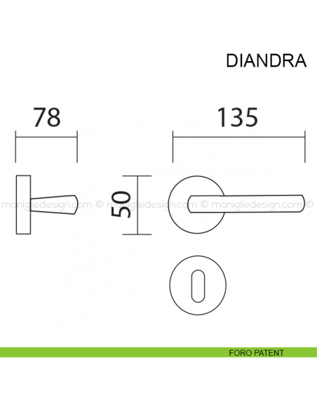 Maniglia per porta Diandra Pasini foro patent