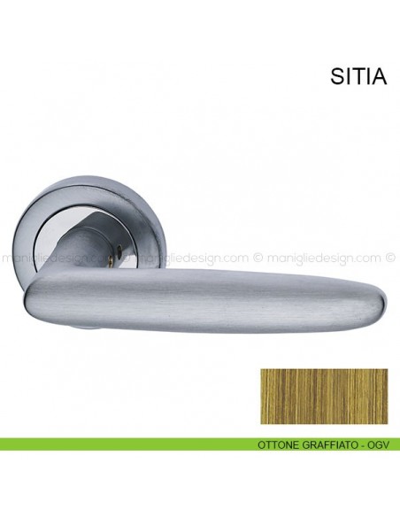 Maniglia per porta Sitia Pasini ottone graffiato