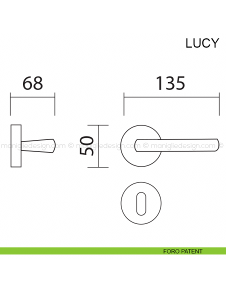Maniglia per porta Lucy Pasini foro patent