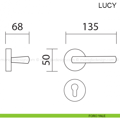 Maniglia per porta Lucy Pasini foro yale