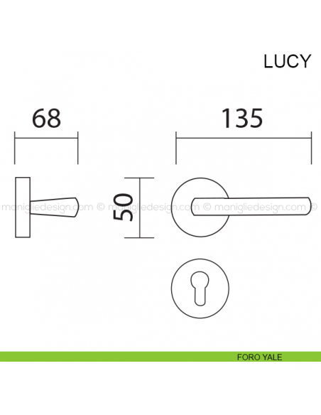 Maniglia per porta Lucy Pasini foro yale