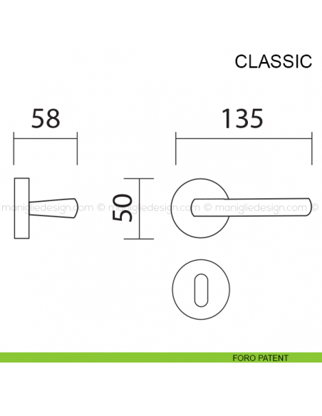 Maniglia per porta Classic Pasini foro patent