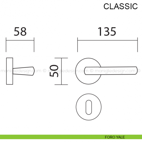 Maniglia per porta Classic Pasini foro yale