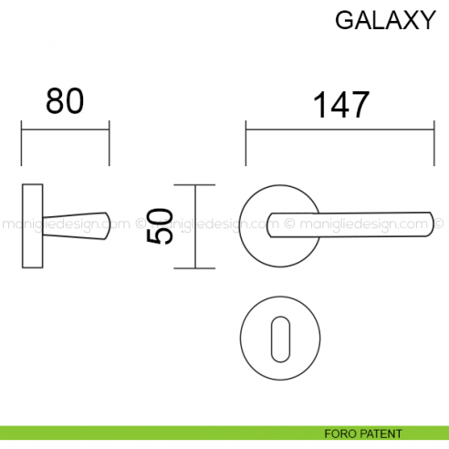 Maniglia per porta Galaxy Pasini foro patent