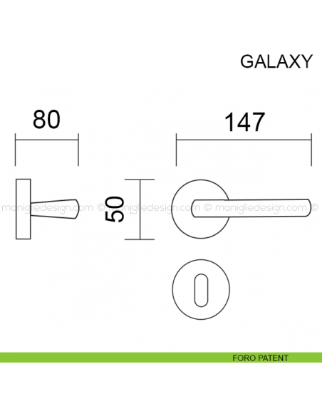 Maniglia per porta Galaxy Pasini foro patent