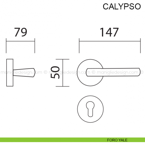 Maniglia per porta Calypso Pasini foro yale