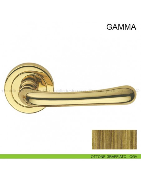 Maniglia per porta Gamma Pasini ottone graffiato