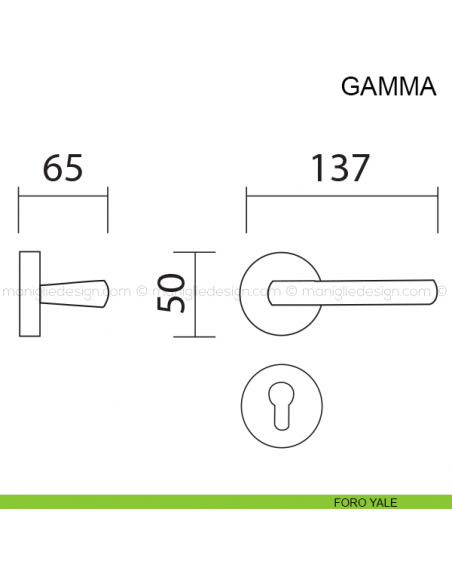 Maniglia per porta Gamma Pasini foro yale