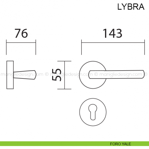 Maniglia per porta Lybra Pasini foro yale