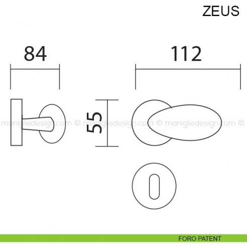 Maniglia per porta Zeus Pasini foro patent