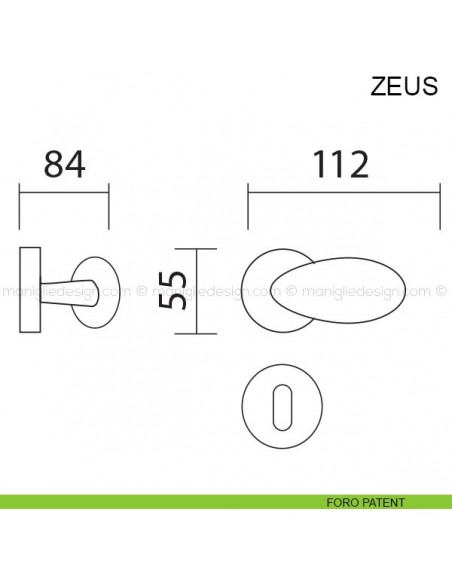 Maniglia per porta Zeus Pasini foro patent