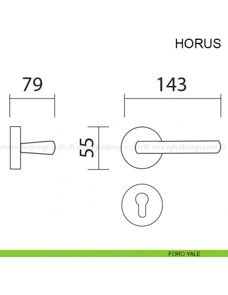 Maniglia per porta Horus Pasini foro yale