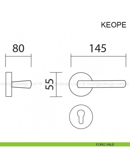 Maniglia per porta Keope Pasini foro yale