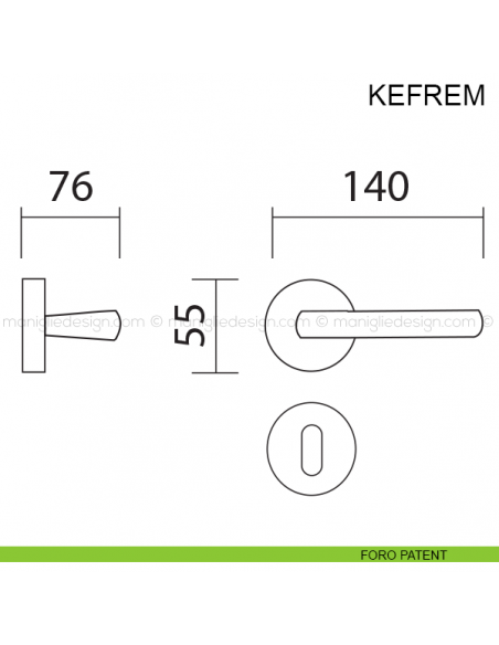 Maniglia per porta Kefrem Pasini foro patent