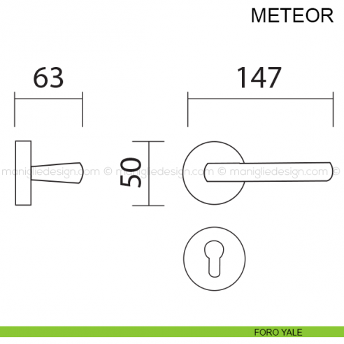Maniglia per porta Meteor Pasini foro yale