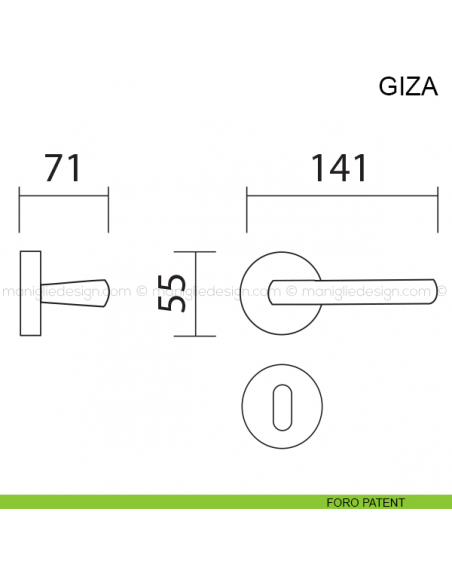 Maniglia per porta Giza Pasini foro patent