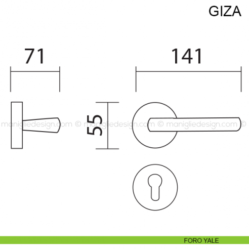 Maniglia per porta Giza Pasini foro yale