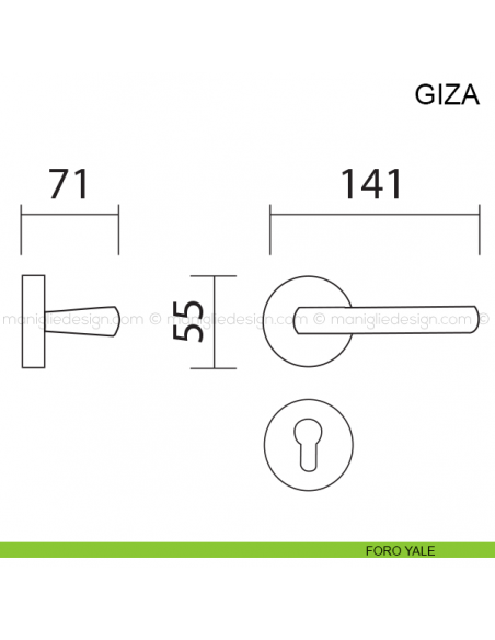 Maniglia per porta Giza Pasini foro yale