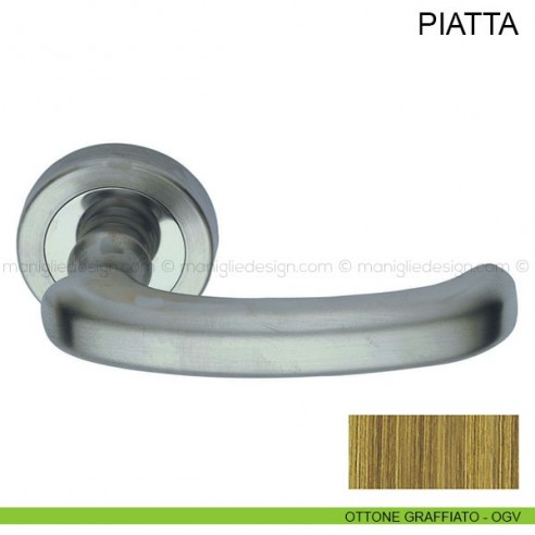 Maniglia per porta Piatta Pasini ottone graffiato