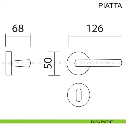 Maniglia per porta Piatta Pasini foro patent