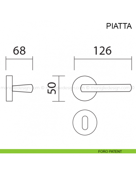Maniglia per porta Piatta Pasini foro patent