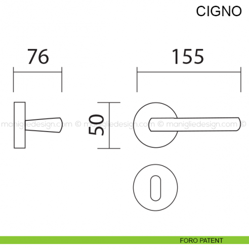 Maniglia per porta Cigno Pasini foro patent