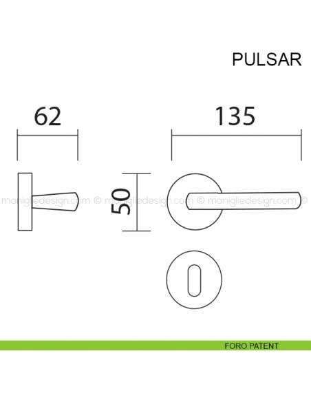 Maniglia per porta Pulsar Pasini foro patent