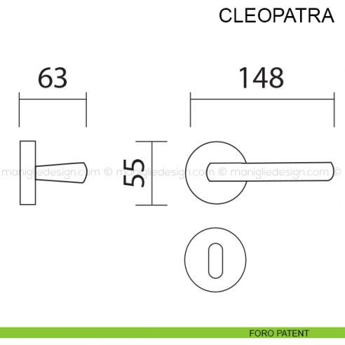 Maniglia per porta Cleopatra Pasini foro patent