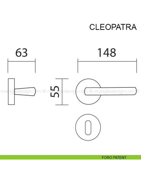 Maniglia per porta Cleopatra Pasini foro patent