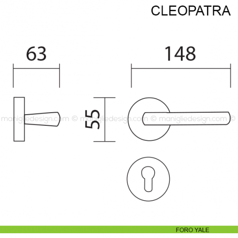Maniglia per porta Cleopatra Pasini foro yale