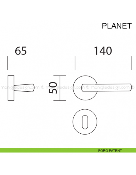 Maniglia per porta Planet Pasini foro patent