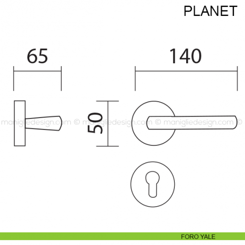 Maniglia per porta Planet Pasini foro yale