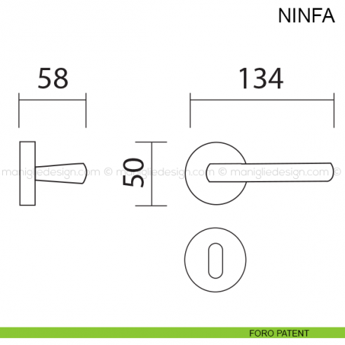 Maniglia per porta Ninfa Pasini foro patent