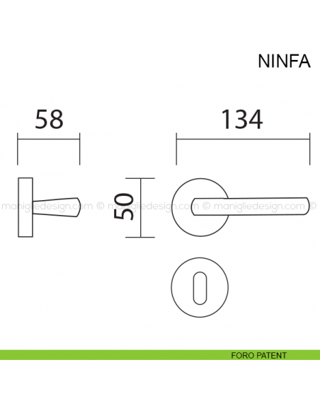 Maniglia per porta Ninfa Pasini foro patent