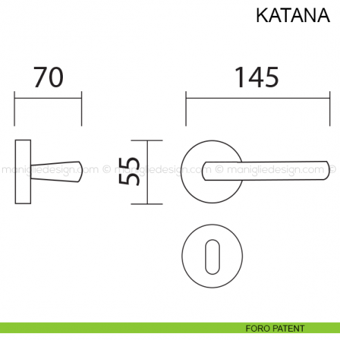 Maniglia per porta Katana Pasini foro patent