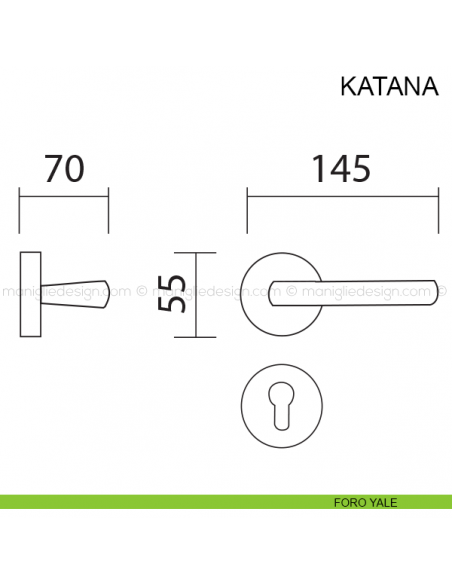 Maniglia per porta Katana Pasini foro yale