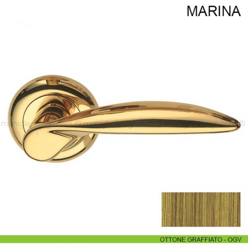 Maniglia per porta Marina Pasini ottone graffiato