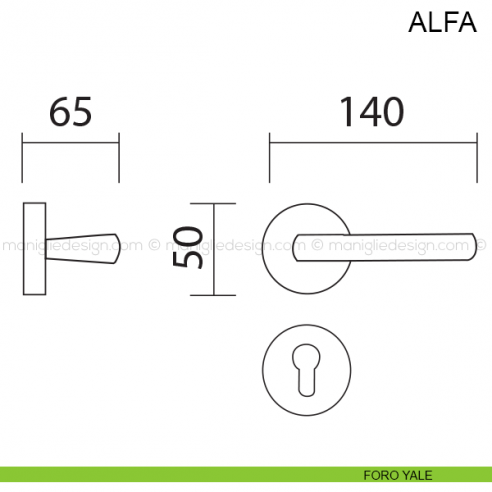 Maniglia per porta Alfa Pasini con legno di rovere foro yale